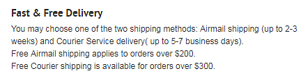 shipping details